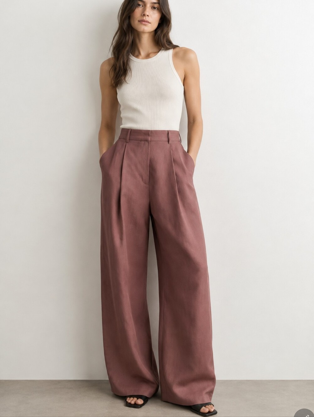 COS High-Waisted Wide-Leg Trousers NWT Size 4 Rust